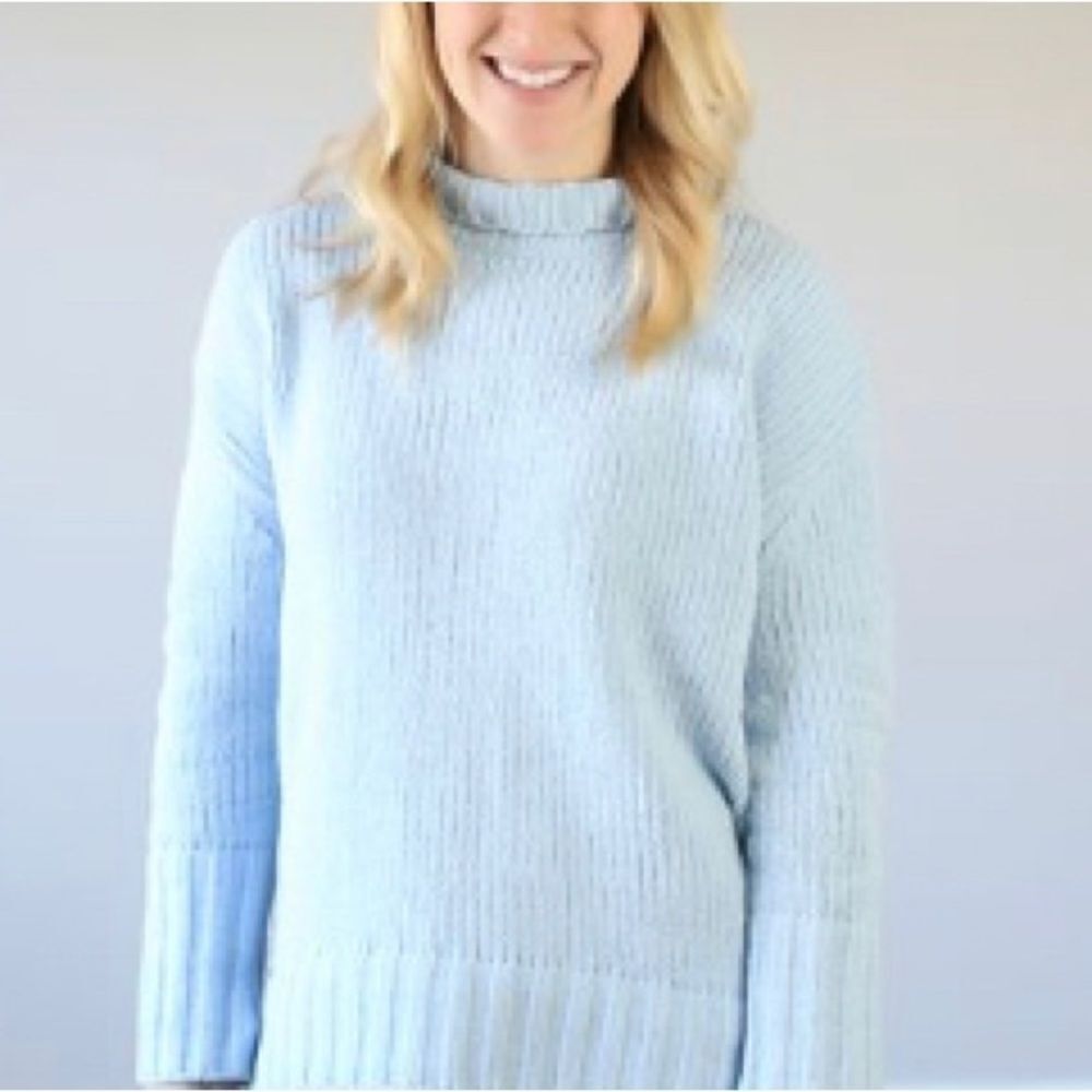 Blue mockneck sweater